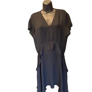 Malene Birger Asymmetrical Black V-Neck Short Sleeve Dress Size 38 M